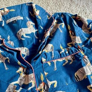 Blue Zebra Long Pajama Set XL